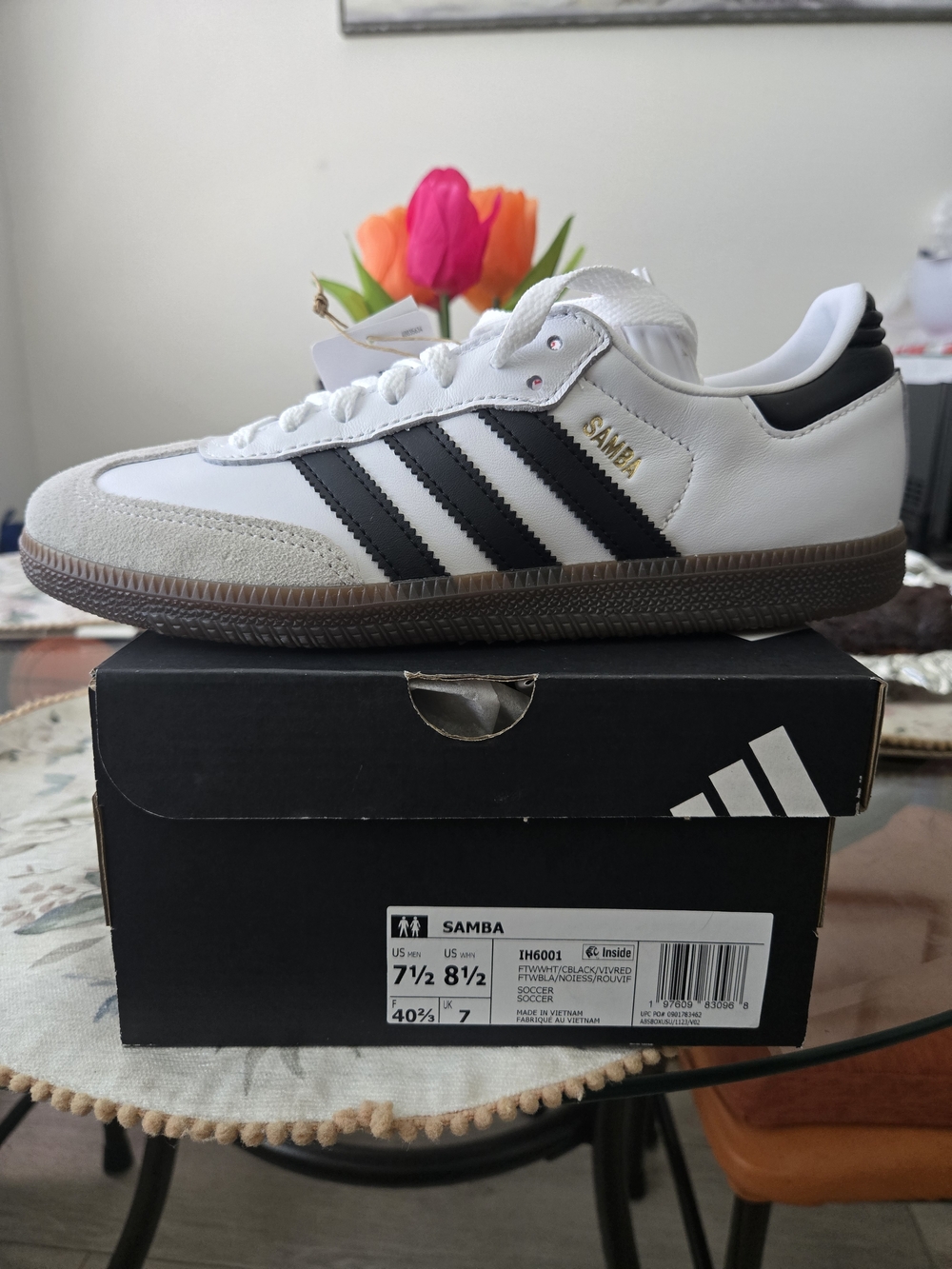 adidas Samba Men's Sneakers - White & Black - Picture 2 of 5